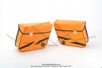 Sacoches  Chamrousse  C01 Oranges (finitions noires) inclines - Fixation par sangles cuir - (la paire)