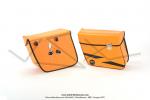 Sacoches  Chamrousse  C01 Oranges (finitions noires) inclines - Fixation par sangles cuir - (la paire)