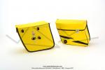 Sacoches  Chamrousse  C01 Jaunes (finitions noires) inclines - Fixation par sangles cuir - (la paire)