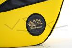 Sacoches  Chamrousse  C01 Jaunes (finitions noires) inclines - Fixation par sangles cuir - (la paire)