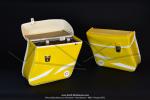 Sacoches  Chamrousse  C01 Jaunes (finitions blanches) inclines - Fixation par sangles cuir - (la paire)