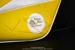 Sacoches  Chamrousse  C01 Jaunes (finitions blanches) inclines - Fixation par sangles cuir - (la paire)