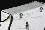 Sacoches S01 Blanches (finitions noires) inclines - Fixation par crochets - Spciales pour VloSoleX 5000 / 6000