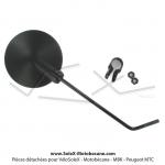 Rtroviseur rversible - Rond - Noir - Tige Noire - avec collier - 113 mm pour Mobylette Motobcane / MBK / Peugeot / SoleX (...)
