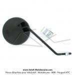 Rtroviseur rversible - Rond - Noir - Tige Zingue - avec collier zingu - pour Mobylette Motobcane / MBK / Peugeot / SoleX (...)
