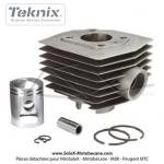 Cylindre / Piston (Kit) - 39 - 50cc - T4 (4 transferts) - Teknix - type Origine - pour Mobylette Motobcane / MBK 51 / 41 / 881 (AV10)