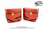 Sacoches  Chamrousse  C03 Chaudron  1298v2  - Finitions noires - Fixation par sangles cuirs - pour Mobylette Motobcane AV89 / SP50 / SPR (la paire)