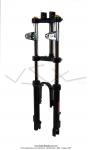 Fourche hydraulique aluminium EBR avec stabilisateurs Extra-fort + Rglage de tension des ressorts pour Mobylette Motobcane / MBK 51 / Peugeot 103