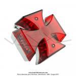 Feu rouge arrire - Croix de Malte - Gros modle - Embase chrome