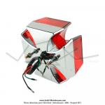 Feu rouge arrire - Croix de Malte - Gros modle - Embase chrome