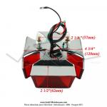 Feu rouge arrire - Croix de Malte - Gros modle - Embase chrome