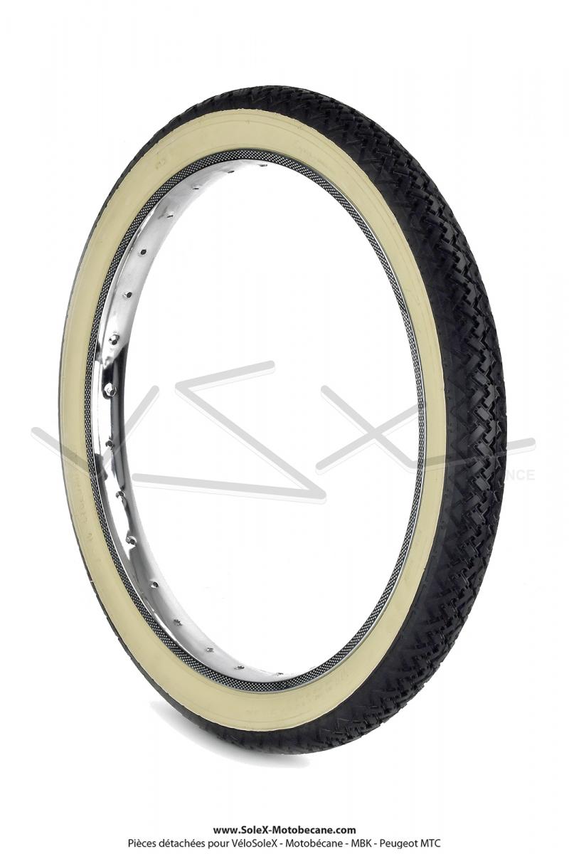 Pneu 2 1 4 x 15 a flancs blanc creme GT VSX pour Peugeot 104 Scoper Partie Cycle Pieces pour PEUGEOT 101 102 103 104 BB. Solex Motobecane