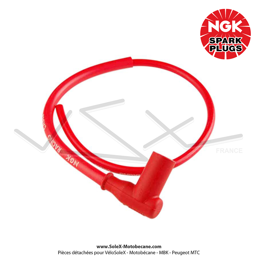 Capuchon Antiparasite Coude Ngk Racing Cr4 Avec Fil Rouge Competition Pour Bougie Avec Olive Partie Moteur Pieces Pour Mobylette Motobecane Mbk Solex Motobecane