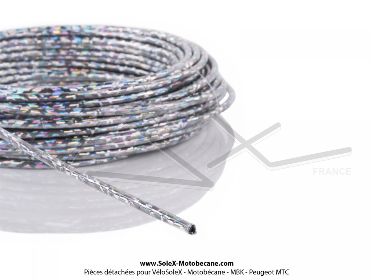 gaine de frein de starter d accelerateur de decompresseur o5mm couleur chrome lazer le metre partie cycle pieces pour mobylette motobecane mbk solex motobecane