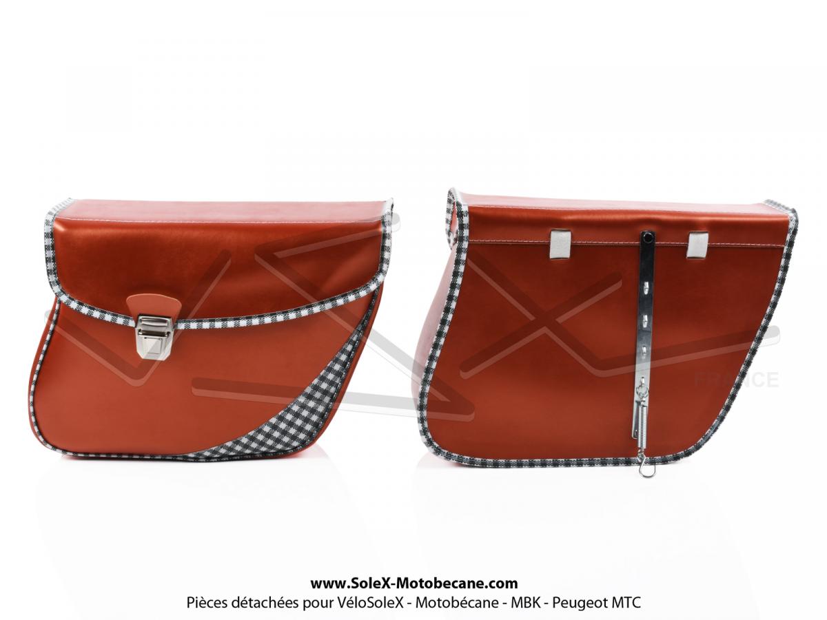 Paire De Sacoches Cuir Noir Pour Vélo / Vélomoteur / Mobylettes Type Solex Motobécane