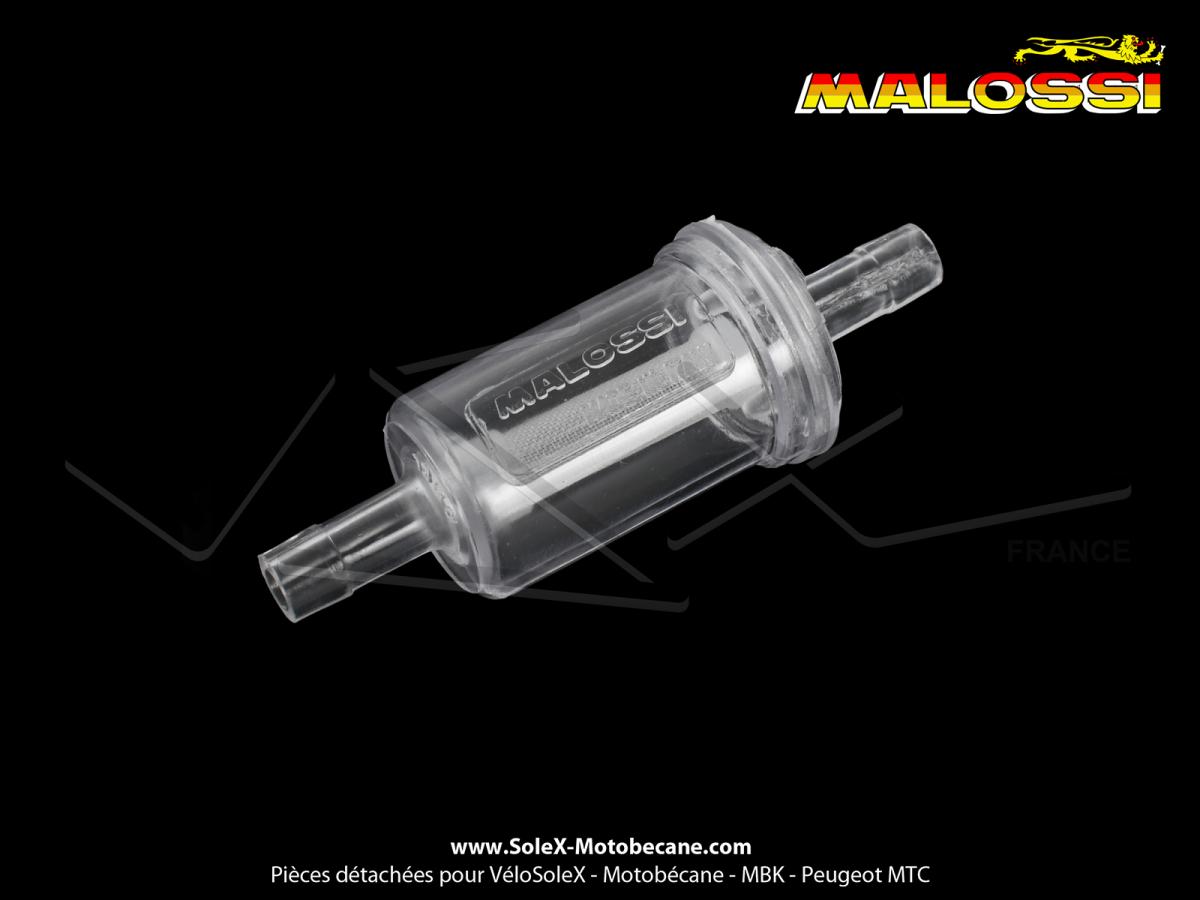 Filtre à essence cylindrique transparent - 5mm / 6mm - Malossi Petit Modèle  - Pièces détachées pour SoleX Ténor - Pièces pour VELOSOLEX -  Solex-Motobecane