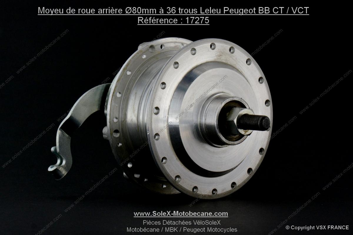 Moyeu de roue arrière complet CGN pour PEUGEOT 103 Ø80mm 36 trous