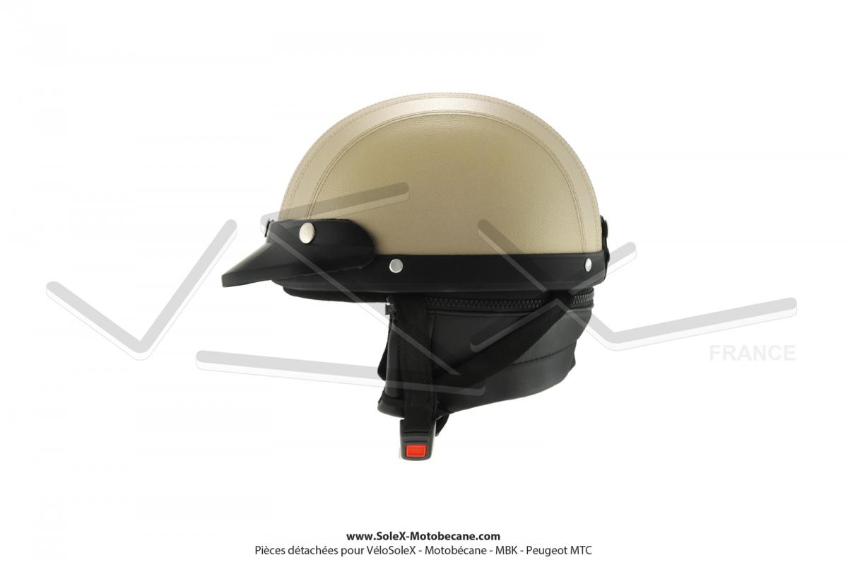 Casque Bol Demi Jet Simili Cuir Gold Style Rétro Vintage Solex