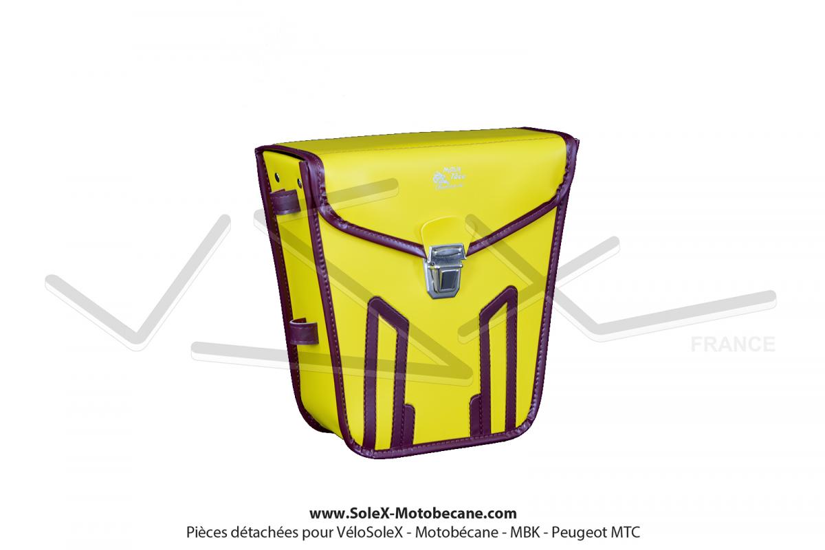 Sacoche C04 Jaune (finitions Bordeau) de guidon \