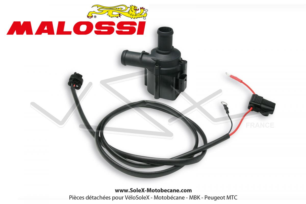 Pompe à eau électrique - Malossi - 12V - Universelle - pour moteurs à  refroidissement liquide (adaptable sur Mobylettes MBK 51 / Peugeot 103)  - Partie Moteur - Pièces pour Mobylettes MOTOBECANE / MBK - Solex-Motobecane